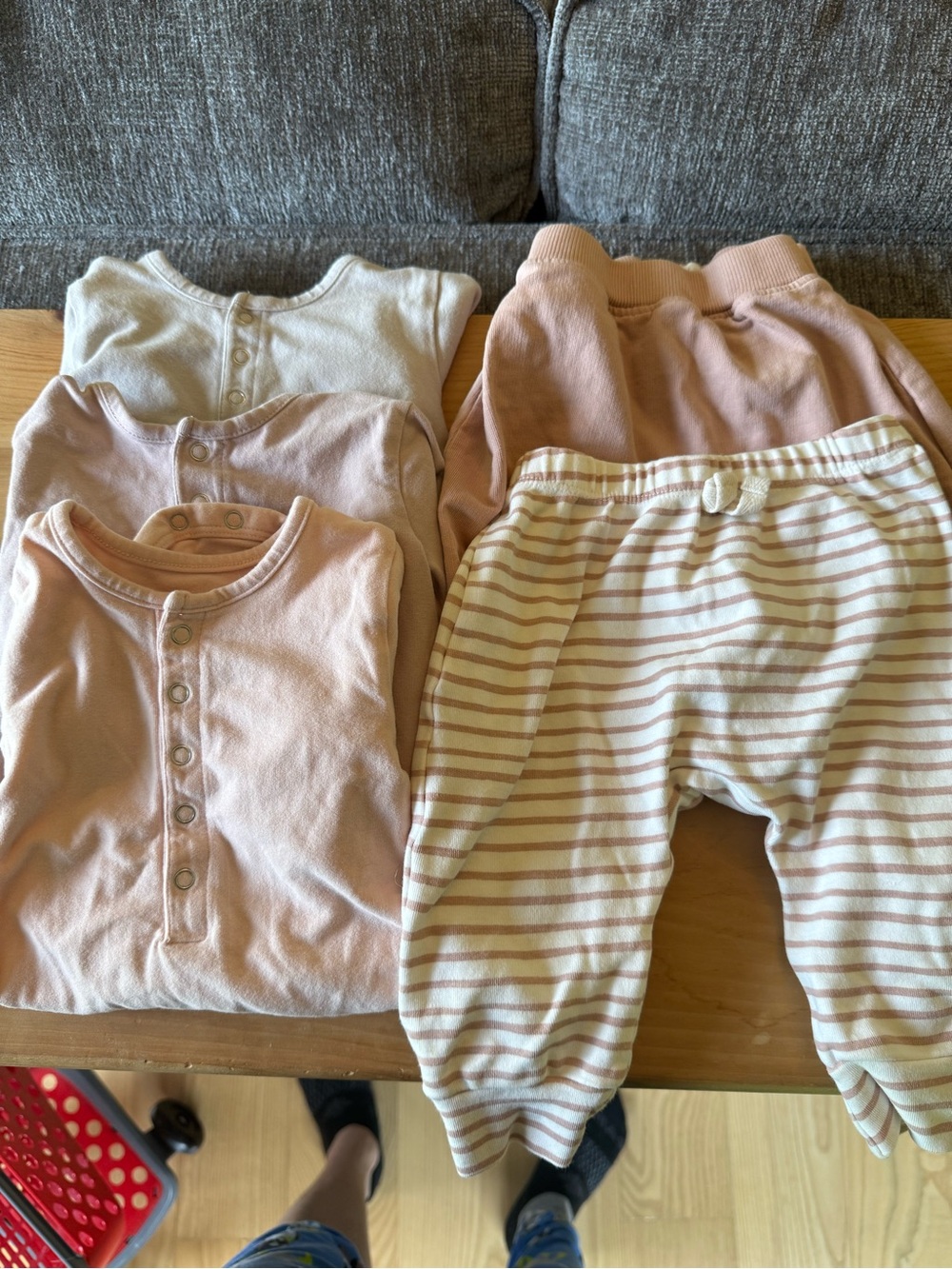 Pehr bundle -infant Pink & Cream body suites and pants